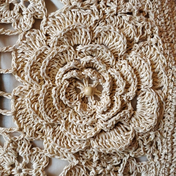 Vintage Seagrass Crochet Flowers Shoulder Bag - Picture 3 of 10